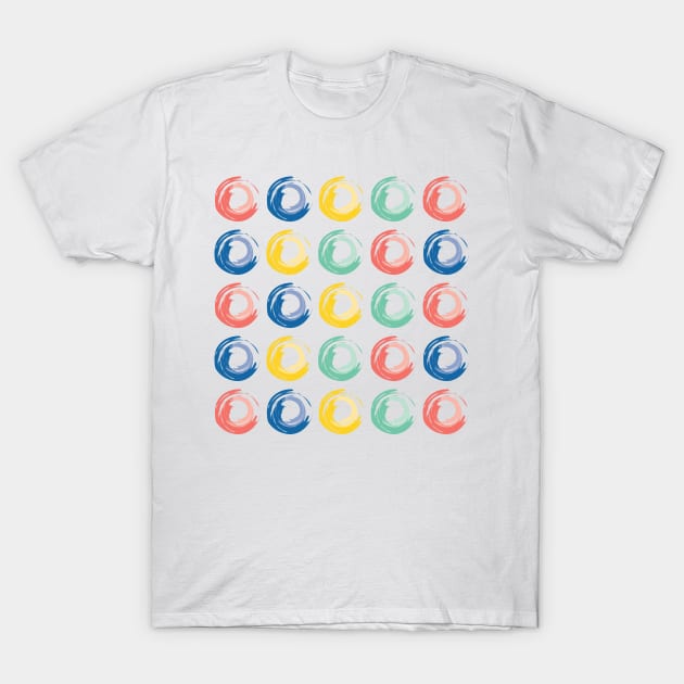 Colorful Circles, Pink, Blue, Yellow and Green T-Shirt by sigdesign